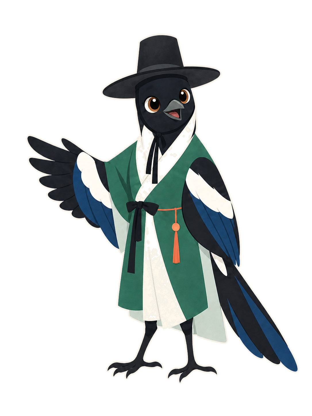 Eroun the magpie, pointing the way