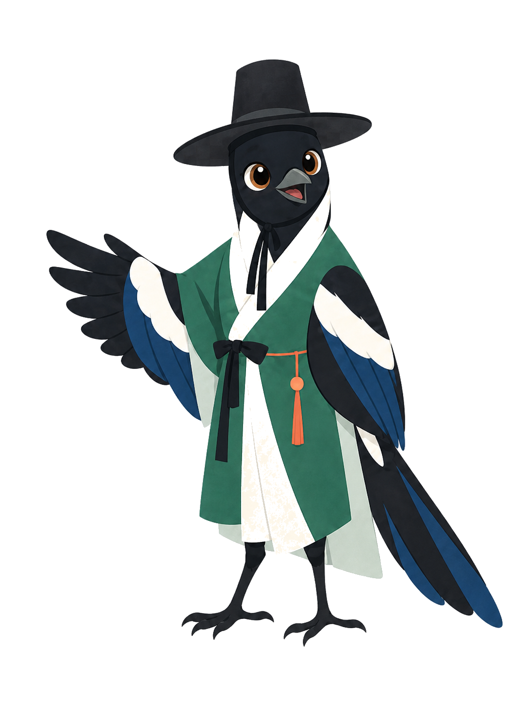 Eroun the magpie, pointing the way